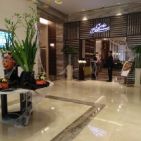 This is their lobby, decorated with spooky stuffs because its almost halloween
